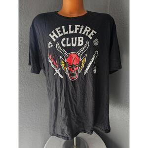 Mens Stranger Things Hellfire Club Shirt Netflix Show Size 2X Short Sleeve Black